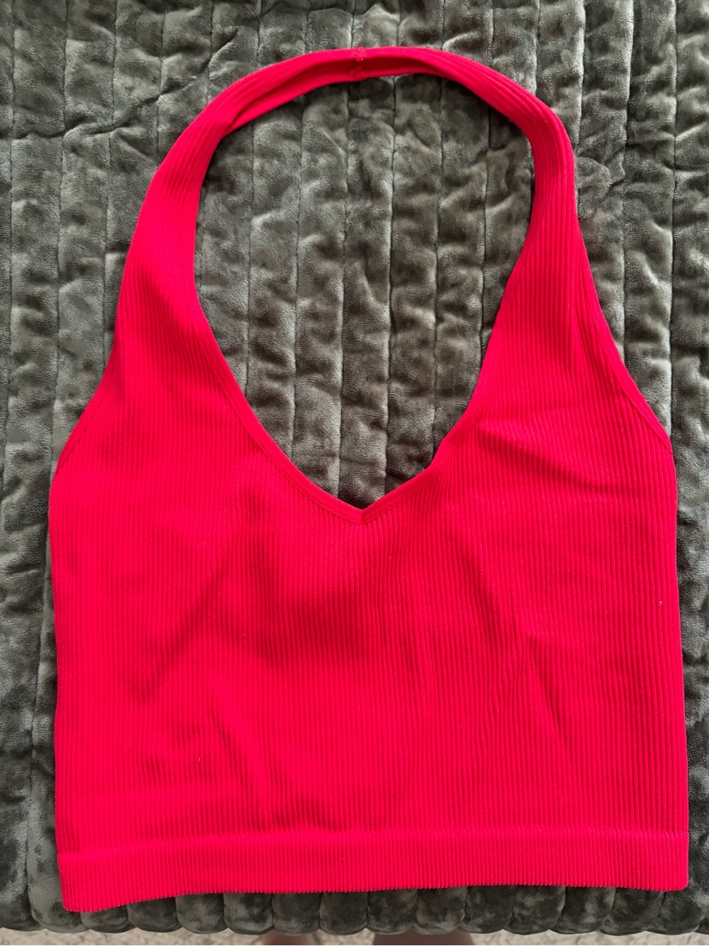 Zenana Outfitters Bright Red Ribbed Halter Tank